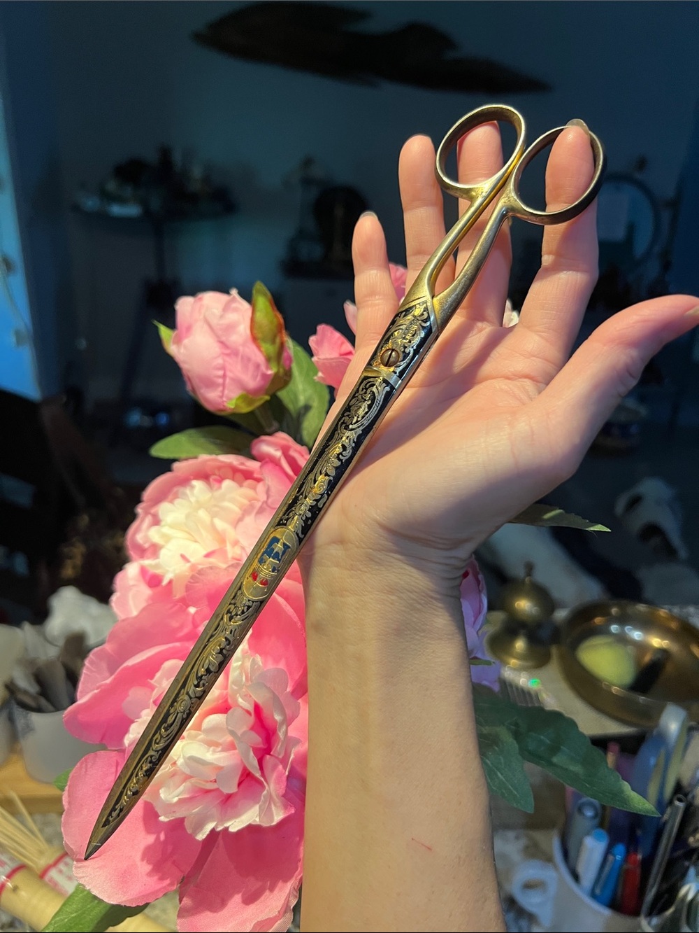 Antique Ornate Gold Embellished Scissors Very Sharp